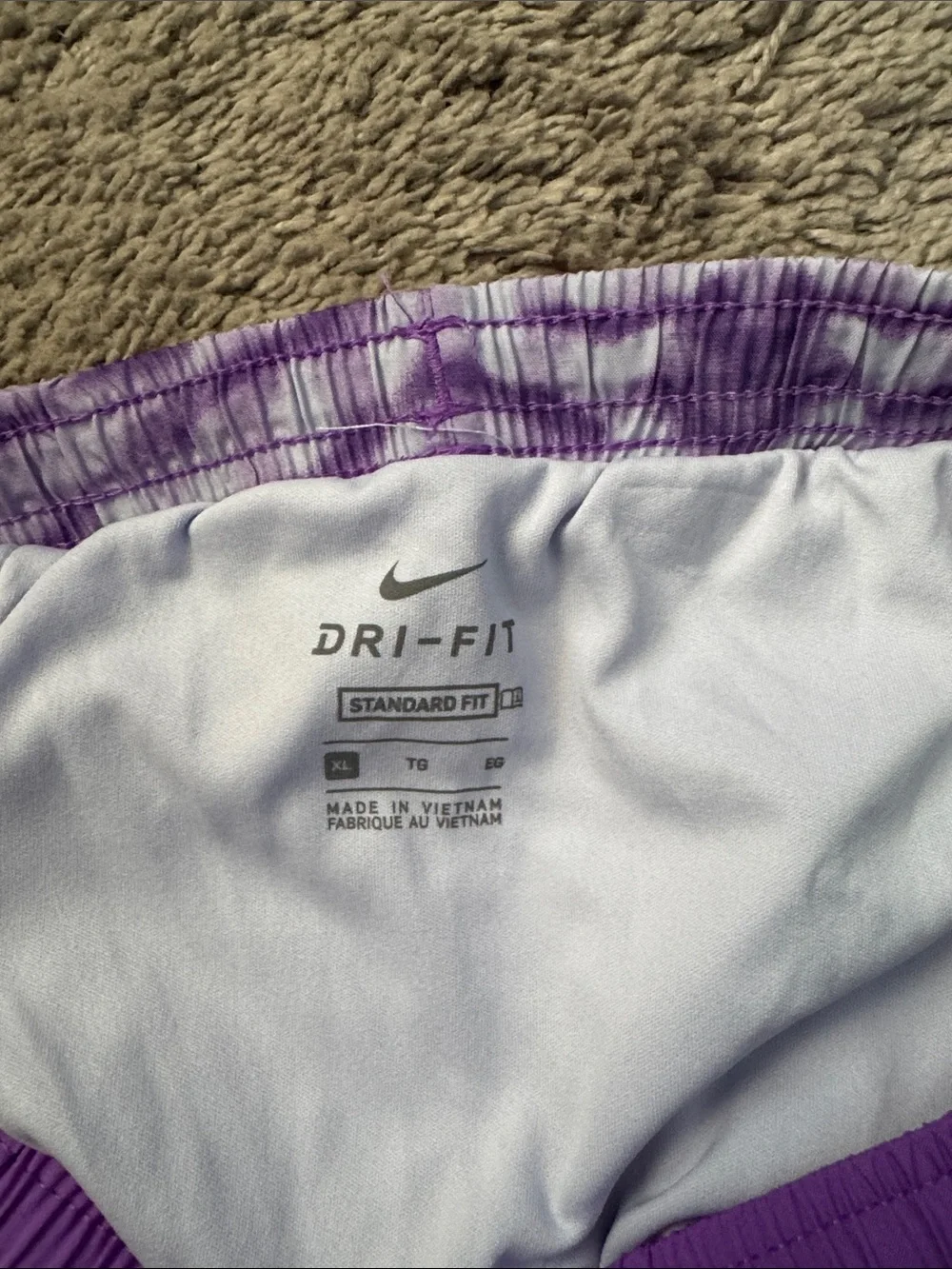 Nike girls Purple Athletic Shorts with Tie-Dye Panel